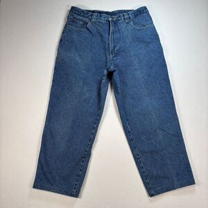 Woolrich Jeans Men's 34x25 Blue Flannel Fleece Lined 100% Cotton Straight‎ 1702
